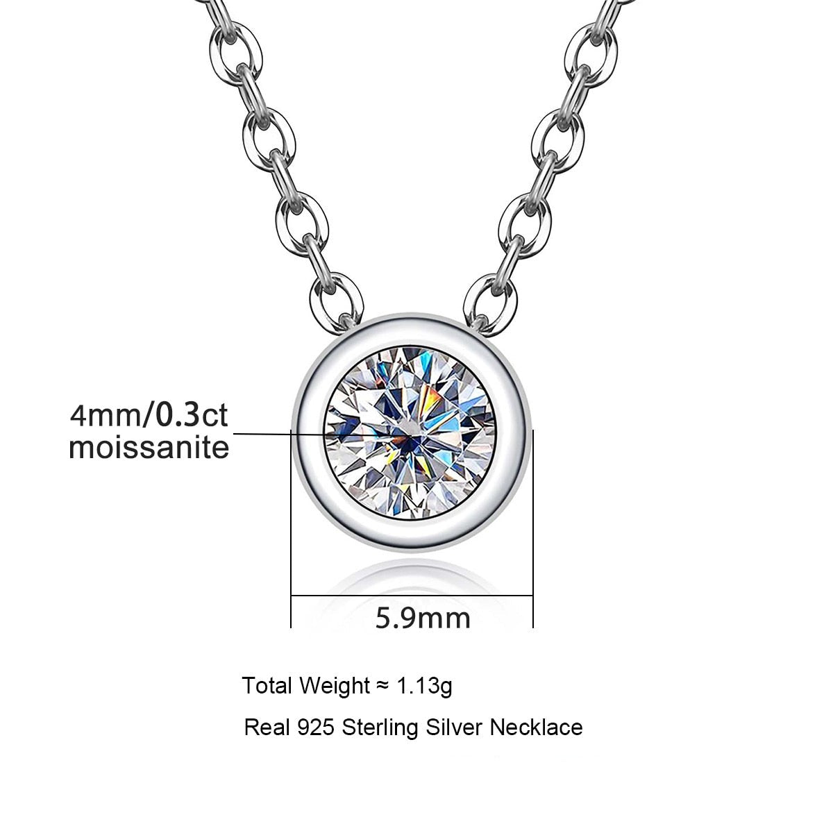 Moissanite Round Brilliant 18K Gold Plated Sterling Silver Necklace New Zealand
