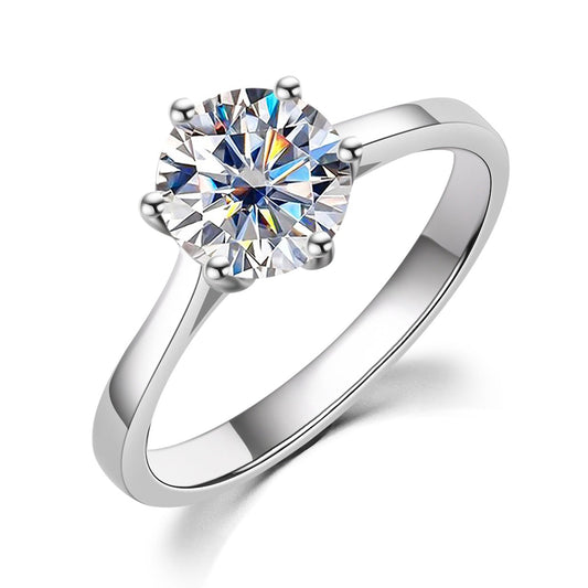 2 Carat Moissanite Diamond Solitaire Ring Sterling Silver