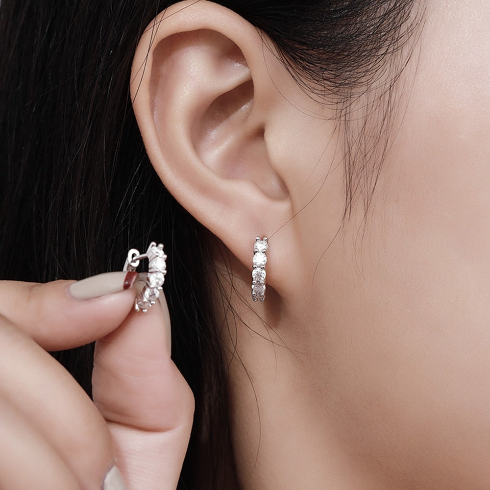 Moissanite Diamond Sterling Silver Hoop Earrings New Zealand