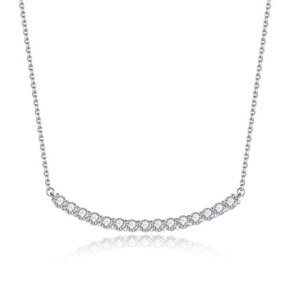 Womens Moissanite Diamond Sterling Silver Bar Necklace