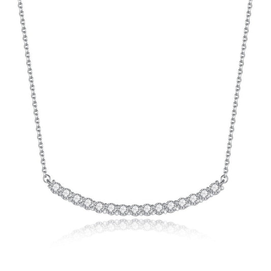 Womens Moissanite Diamond Sterling Silver Bar Necklace