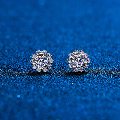 Halo Flower Moissanite Diamond Earrings New Zealand