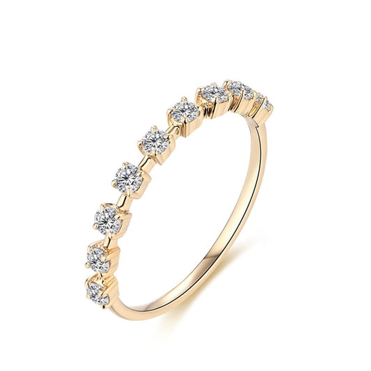 Round Cut Moissanite Diamond Sterling Silver Yellow Gold Plated Ring