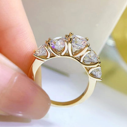 3.6cttw 5 Stone Moissanite Diamond Ring UK