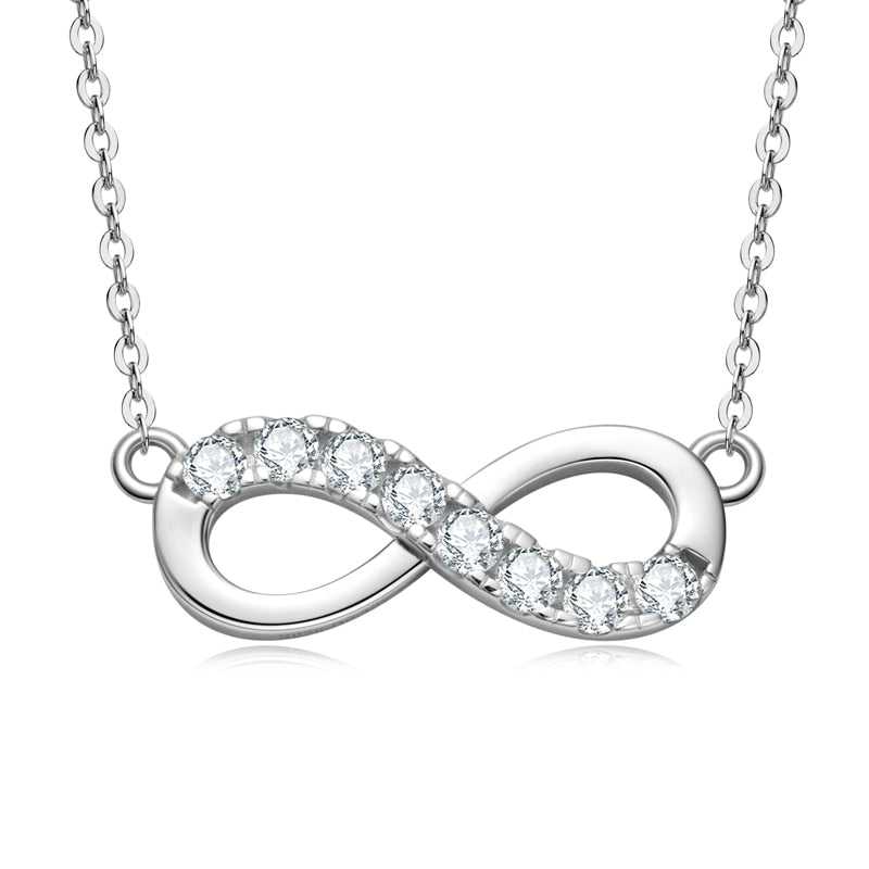 Infinity Necklace Moissanite Forever Love Lucky Pendant Sterling Silver