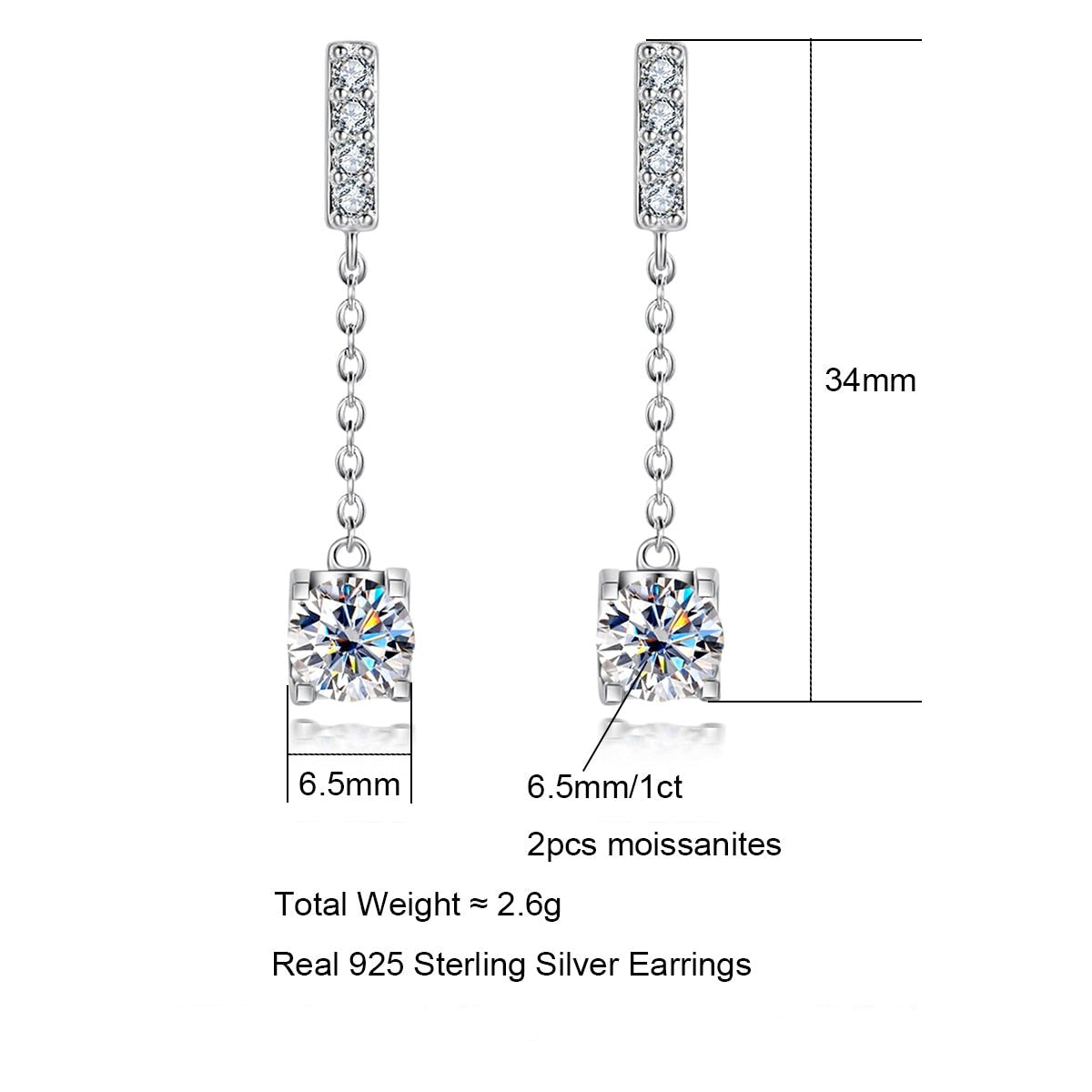 Womens Moissanite Diamond Earrings USA