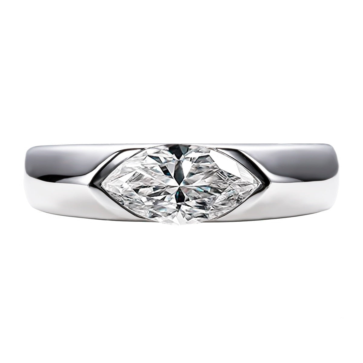 Women Men Moissanite Marquise Cut Diamond Wedding Ring 