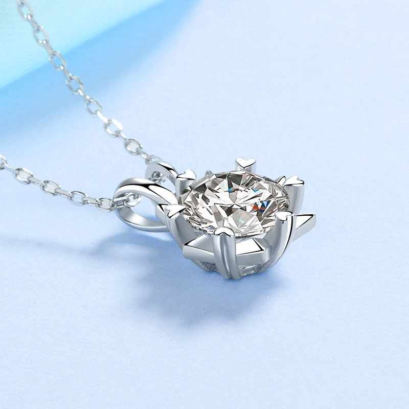 Sterling Silver Moissanite Diamond Snowflake Pendant Necklace Australia