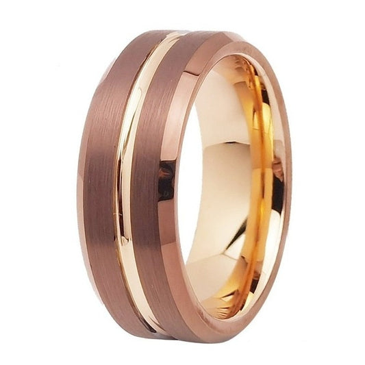 Rose Gold Colour Tungsten Ring Holloway Jewellery