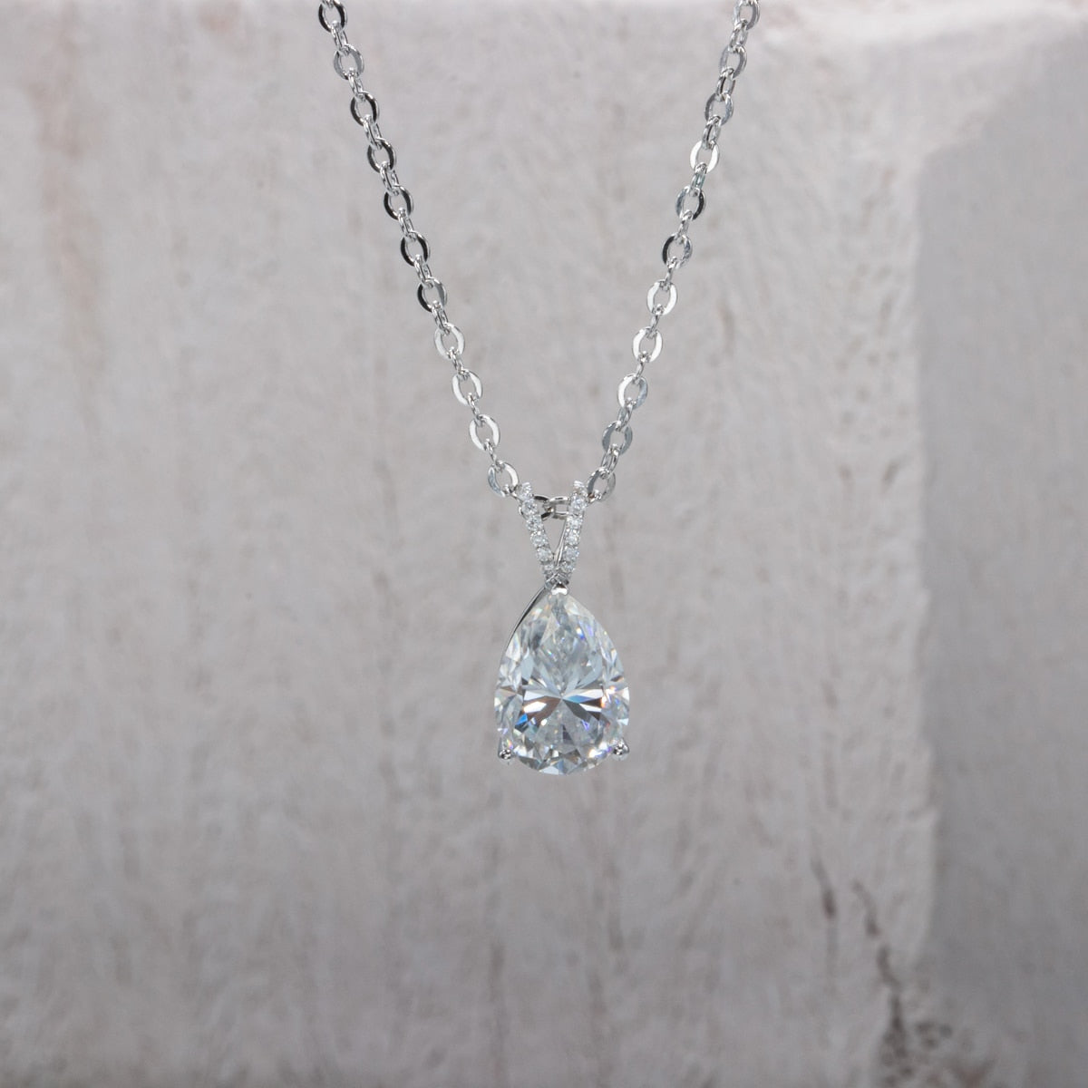 Holloway Jewellery teardrop pear moissanite diamond pendant necklace
