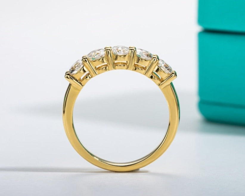 Moissanite Diamond Eternity Ring 18K Gold Plated UK