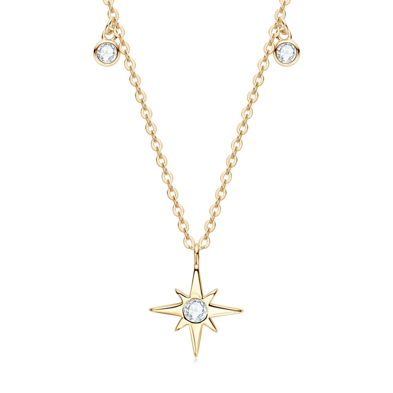 Moissanite Diamond Star Necklace Pendant Sterling Silver