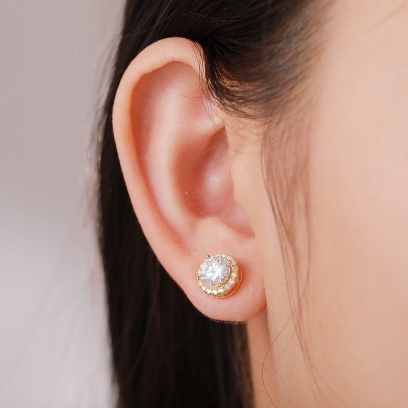 Moissanite Diamond Classic Round Earrings Australia