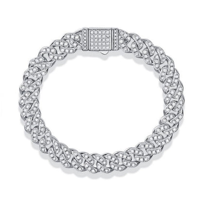 mens cuban bracelet link chain moissanite diamonds silver Holloway Jewellery