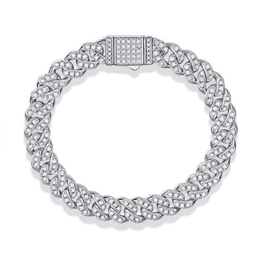 mens cuban bracelet link chain moissanite diamonds silver Holloway Jewellery