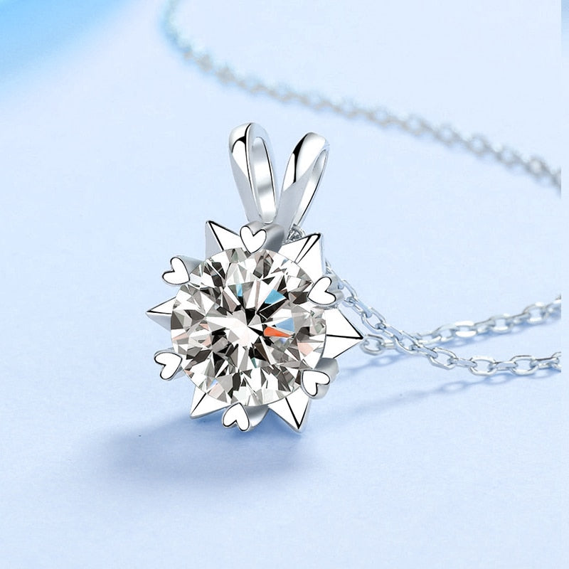 Moissanite Snowflake Pendant Necklace UK