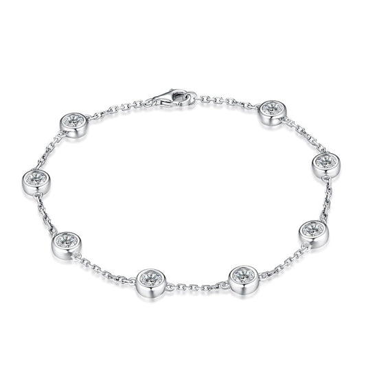 Womens Moissanite Diamond Sterling Silver Bracelet