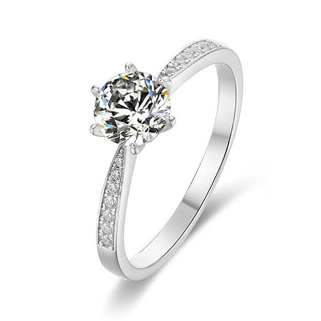 3 Carat Moissanite Diamond Engagement Ring Sterling Silver