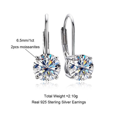 Moissanite Diamond Sterling Silver Bow Cuff Earrings