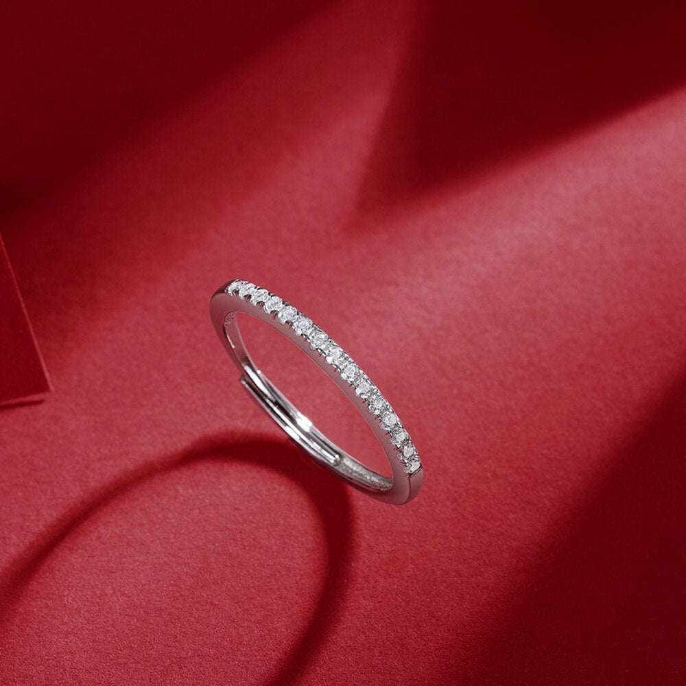 Resizable Moissanite Diamond 18K White Gold Plated Engagement Ring UK
