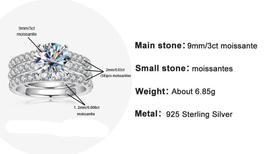 Moissanite Sterling Silver Ring Set New Zealand