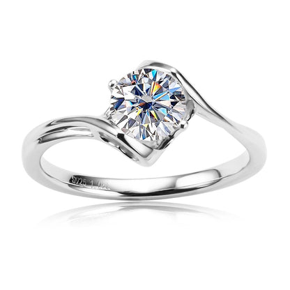 0.5ct Moissanite Diamond Engagement Ring Sterling Silver