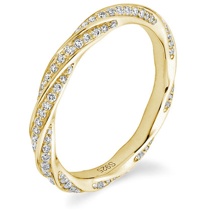 2mm Moissanite Twist Eternity Ring Wedding Ring 14K Yellow Gold Plated Sterling Silver