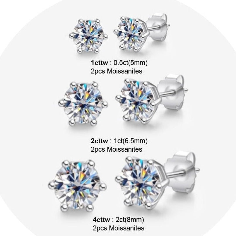 Womens Moissanite Diamond Sterling Silver Earrings USA