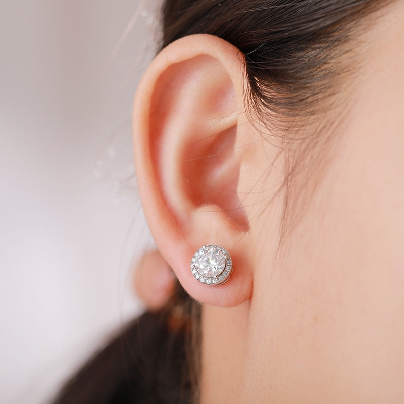 Moissanite Sterling Silver Earrings UK