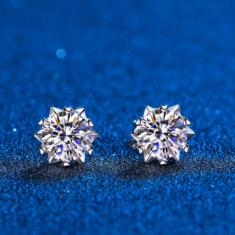 Moissanite Diamond Sterling Silver Stud Earrings