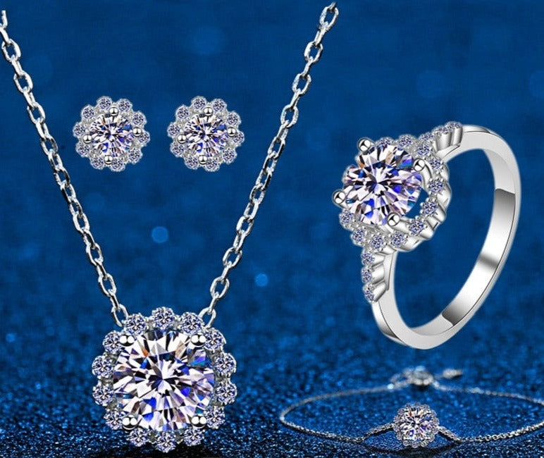 Moissanite Diamond Jewellery Set Necklace Bracelet Earrings Ring Australia