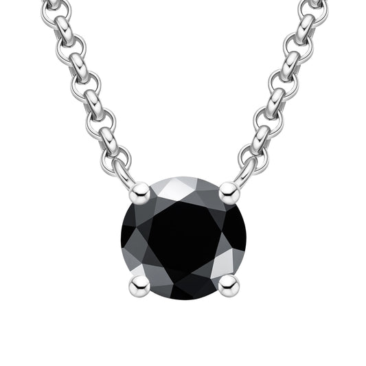 Black Moissanite Diamond Sterling Silver Necklace