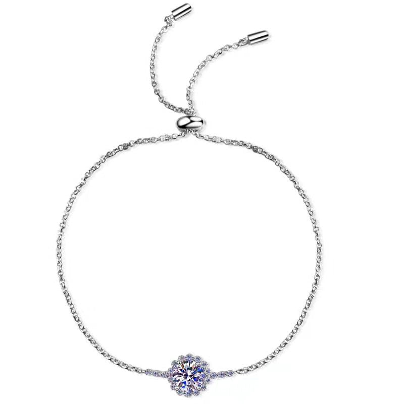 Halo Flower Moissanite Diamond Bracelet