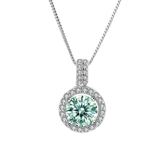 Green Moissanite Sterling Silver Pendant Necklace