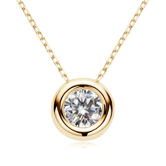 Gold Colour 1 carat moissanite pendnat necklace bezel set diamond Holloway Jewellery