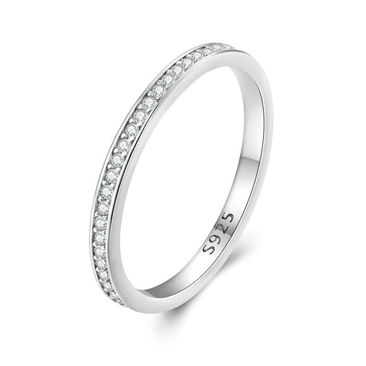 Moissanite Diamond Sterling Silver Eternity Ring Wedding Ring Platinum Plated