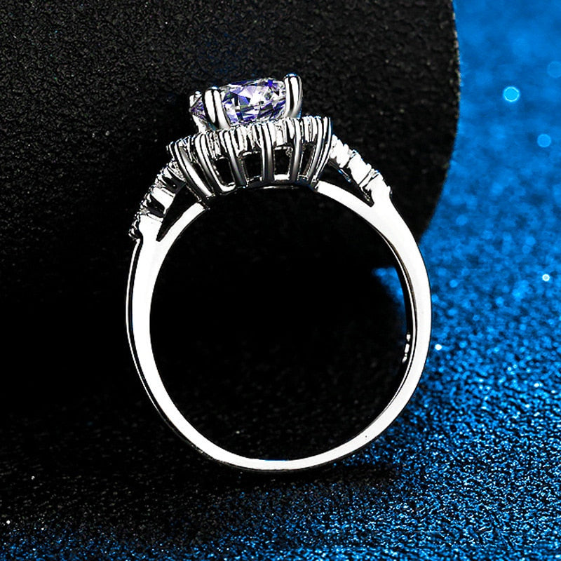 Halo Flower Moissanite Diamond Ring UK