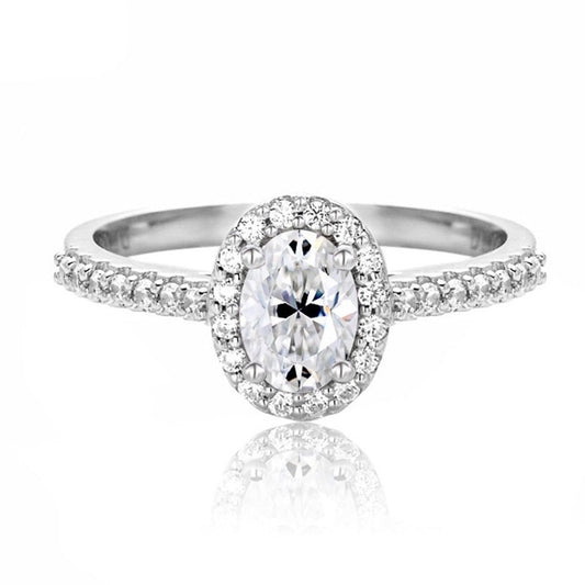 1ct oval engagement ring halo ring moissanite diamond Holloway Jewellery
