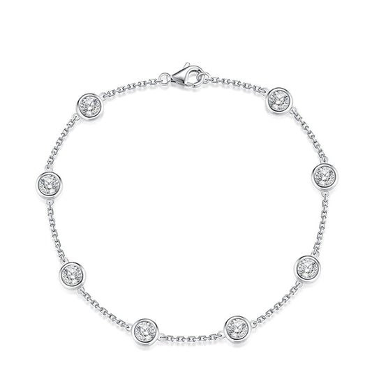 Womens Moissanite Diamond Sterling Silver Rhodium Plated Bracelet
